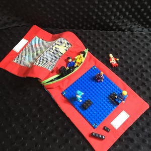 Building Bricks Travel Bag, Building Blocks Zippered Tote, Child Gift, Toy Storage Organizer, Summer Travel  for Kids, On The Go Tote