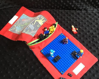 Building Bricks Travel Bag, Building Blocks Zippered Tote, Child Gift, Toy Storage Organizer, Summer Travel  for Kids, On The Go Tote