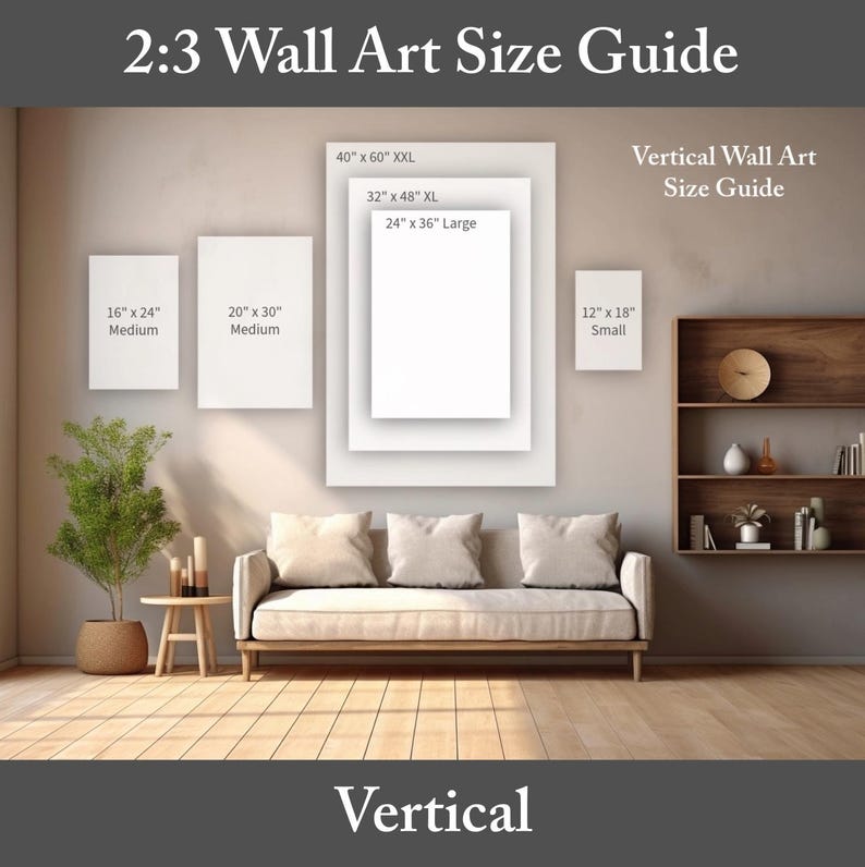 Wall Art Size Guide Vertical 2:3 Aspect Ratio - Etsy