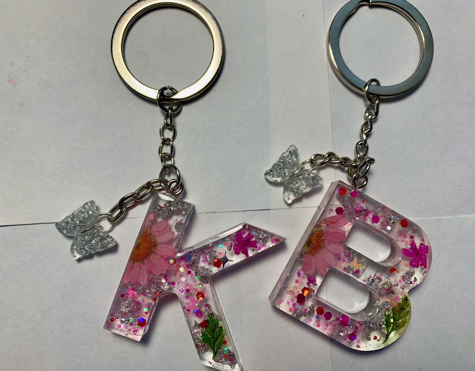 Personalized Initial Keychain With Butterfly Charm Etsy