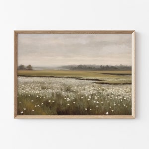Printable Spring Meadow Field Painting, Vintage Meadow Print, Spring Wildflower Field Print, Country House Wall Decor, Spring Flower Print