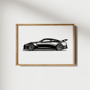 Nissan GT-R Wall Print, Sports Car Poster, Boys Kids Room Decor, Mustang Poster, Racing Car Print, Gift for Car Lovers, Japanese Car Print