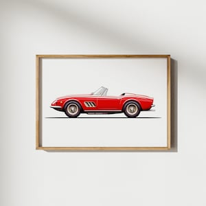Ferrari 250 GT California Spyder Car Print, Retro Ferrari Poster, Home Office Decor, Nursery Wall Art, Boys room decor Digital Printable Art