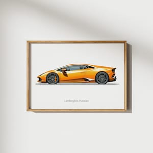 Lamborghini Huracan Wandbild, Sportwagen Poster, Kinderzimmer Dekor für Jungen, Lamborghini Poster, Luxusauto Druck, Geschenk für Autoliebhaber