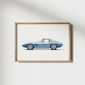 Chevy Corvette Sport Car Print, Vintage Car Wall Art, Nursery Room Decor, Toddler Room, Classic Car Print, Car Poster, Regalo per gli amanti delle auto