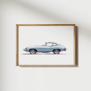 Jaguar E-Type Sport Auto Druck, Vintage Auto Wandkunst, Kinderzimmer Dekor, Kleinkind Zimmer, Oldtimer Druck, Auto Poster, Geschenk für Autoliebhaber
