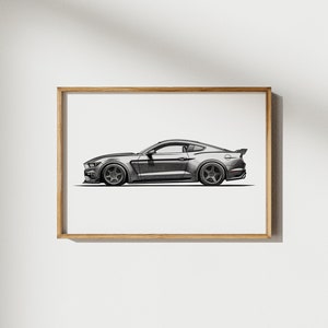 Ford Mustang Shelby GT500 Wanddruck, Sportwagen Poster, Jungen Kinderzimmer Dekor, Mustang Poster, Rennwagen Druck, Geschenk für Autoliebhaber