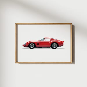 Ferrari 250 GTO Auto Druck, Retro Ferrari Poster, Haus Büro Dekor, Kinderzimmer Wandkunst, Auto Enthusiast Geschenk, Ferrari Kunst, digitale druckbare Kunst