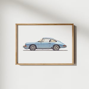 Porsche Elfer Sport Auto Druck, Vintage Auto Wandkunst, Kinderzimmer Dekor, Kleinkind Zimmer Kunst, Oldtimer Druck, Auto Poster, Geschenk für Autoliebhaber