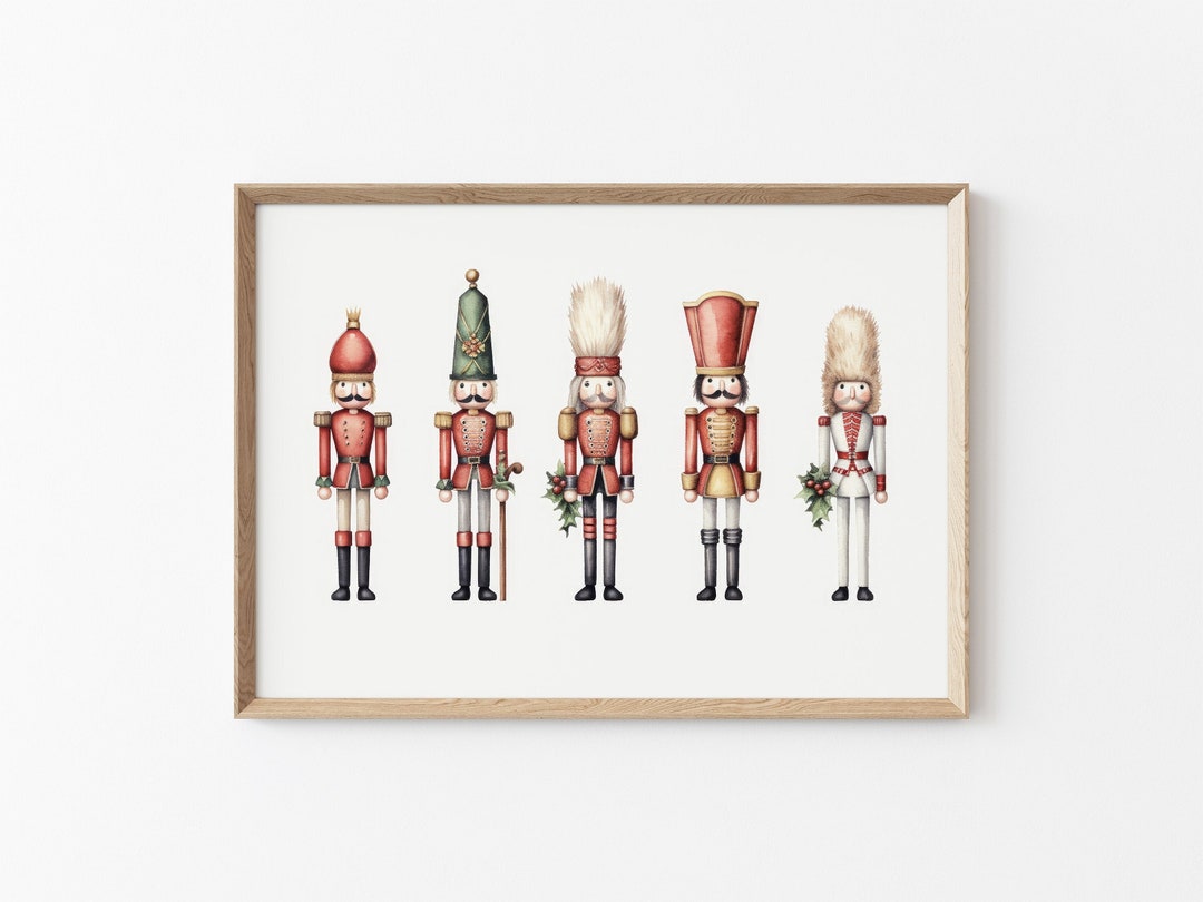 Vintage Nutcrackers Print, Eclectic Christmas Decoration, Christmas
