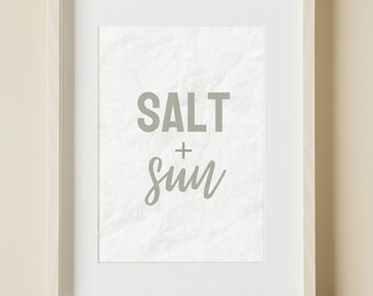Impresión digital Salt & Sun, Tema de playa, Náutica, Decoración de casa de playa, Decoración de guardería, Descarga digital, Océano