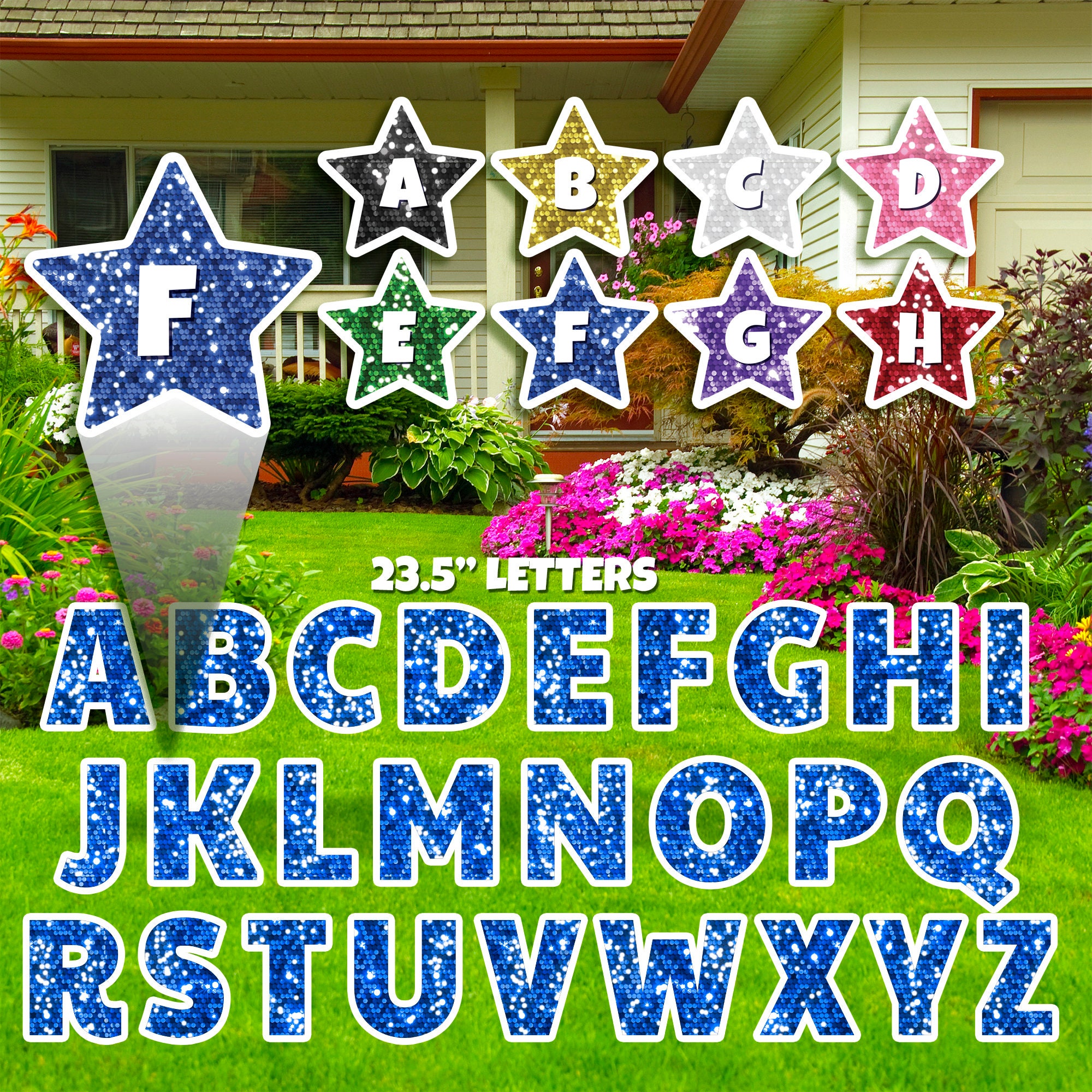 24 Glitter Alphabet Set Yard Sign Letters Outdoor Party | Etsy