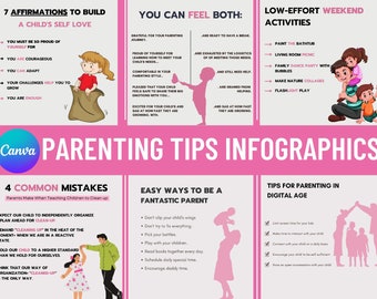 Parenting Tips Infographics Bundle, Motherhood Guide (Digital Download)