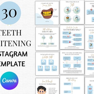 Teeth Whitening Instagram Templates, Teeth Whitening Social Media Bundle, Teeth Whitening Canva Template, Dentist templates
