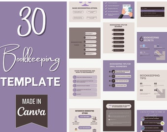 30 Bookkeeping Instagram Post Templates | Editable Canva Design