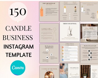 Candle Business Instagram Template | 150 Canva Posts (Digital Download)