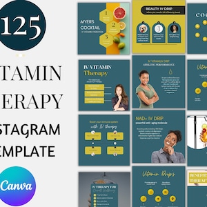 125 IV Hydration and Vitamin therapy | IV Therapy | Hangover Therapy | Hydration Therapy | IV Vitamin Therapy Templates | Canva Templates
