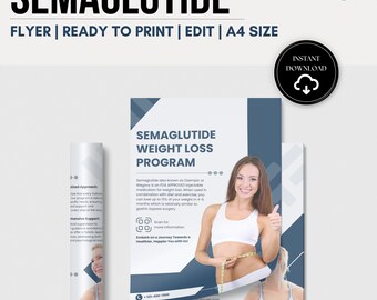 semaglutide flyer Semaglutide Weight Loss Program Flyer | Clinic Marketing (A4)