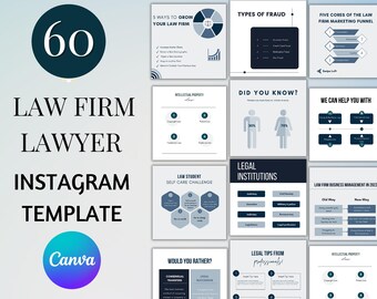 Law Firm Instagram Post Templates | Attorney Social Media (CANVA)