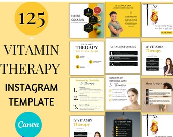 IV Therapy Instagram Templates | Vitamin Drip, Hydration (Canva Editable)