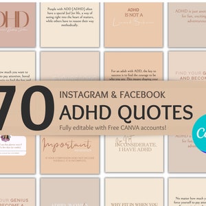 ADHD Quotes | ADHD Canva Template | ADHD Template | Adhd Instagram post | Adhd Engagement Booster Template