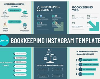 Bookkeeping Instagram Post Templates | Canva Editable (Digital Download)