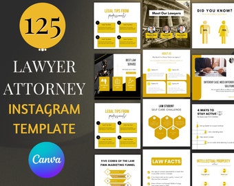 125 Lawyer Instagram Post Templates | Attorney Canva Bundle