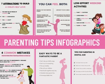 Parenting Tips Infographics Bundle, Motherhood Guide (Digital Download)