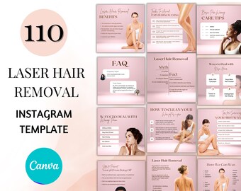 Laser Hair Removal Instagram Template, Editable Canva (110 Posts)