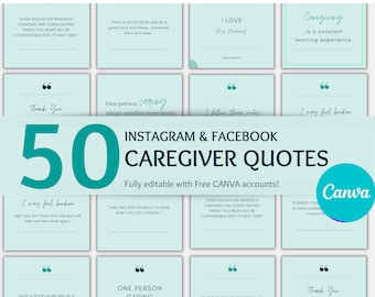 50 Caregiver Instagram Quotes | Editable Canva Templates (Digital Download)