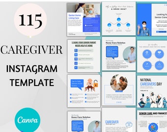 Caregiver Agency Instagram Templates, Senior Care Flyer (Canva Editable)
