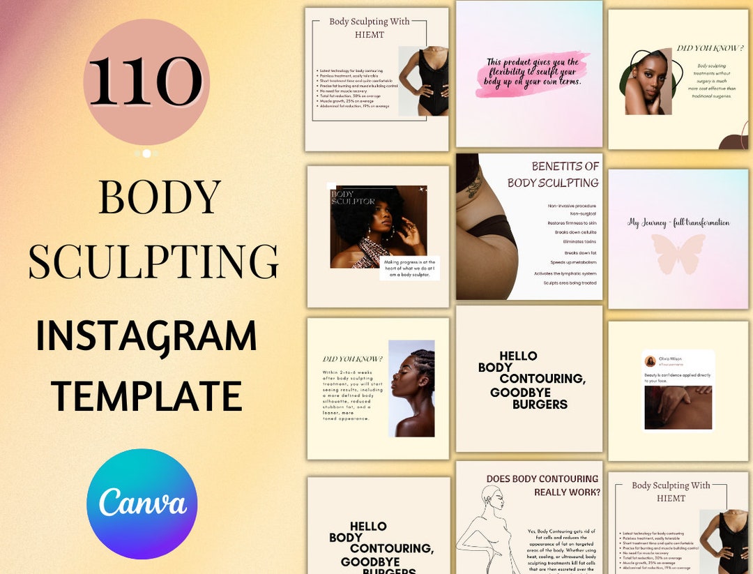 Body Sculpting Instagram Templates, Canva Editable (110) - Etsy