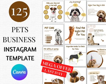 Pets Business Instagram Templates, Canva Editable (125)