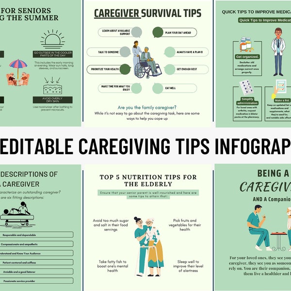 30 CANVA EDITABLE ! Caregiving Tips Infographics, Home Care Nurse Instagram Template |  Senior Care Canva Templates | Private Caregiver Tips