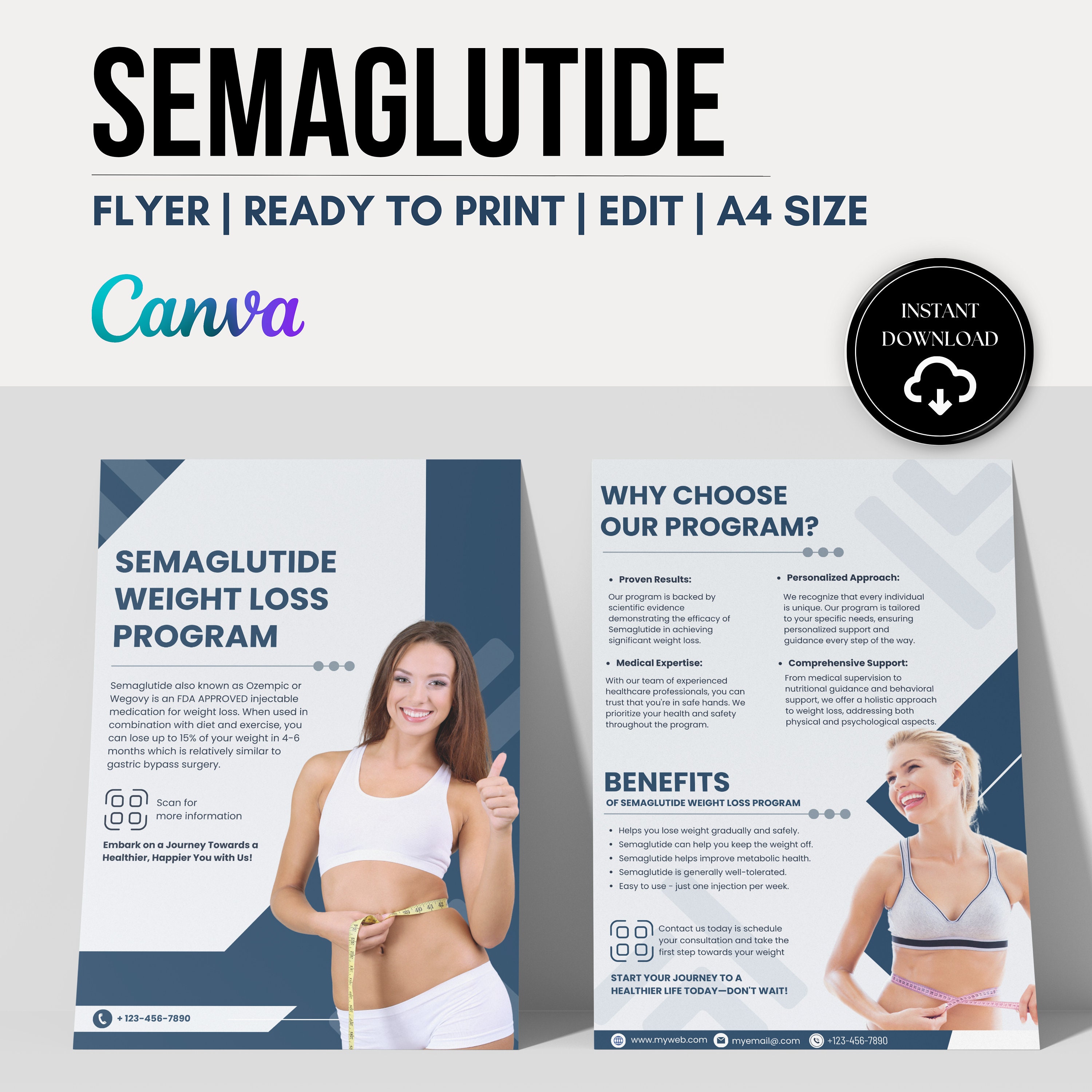 Semaglutide Weight Loss Program Flyer | Clinic Marketing (A4)