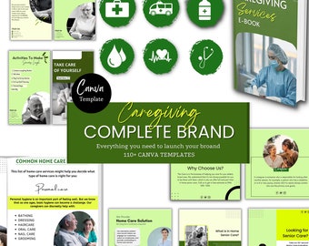 Home Care Business Brand Bundle, Canva Templates, eBook