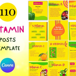 Vitamin Canva Template | Vitamin Quotes | Vitamin Story Template | Instagram Nutrition template | Engagement Booster | Canva Templates