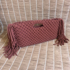 Reversible macramé pouch bag