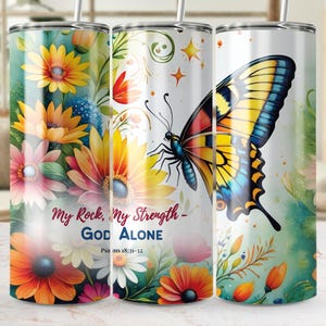 Faith Tumbler Wrap, 20 oz Skinny Christian Sublimation, Bible Verse Tumbler, My Rock God Strength Psalms 18 Wrap, Seamless Tumbler Wrap