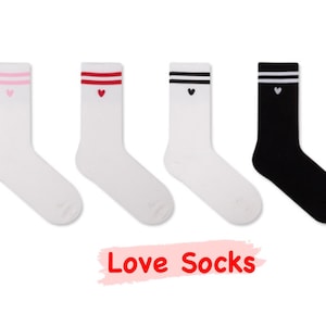 Lovely Heart Socks, Long Crew Socks, Women Socks, Cute Socks, Comfy Socks, Comfortable Socks, Cotton Socks for Women, Socks for Gift
