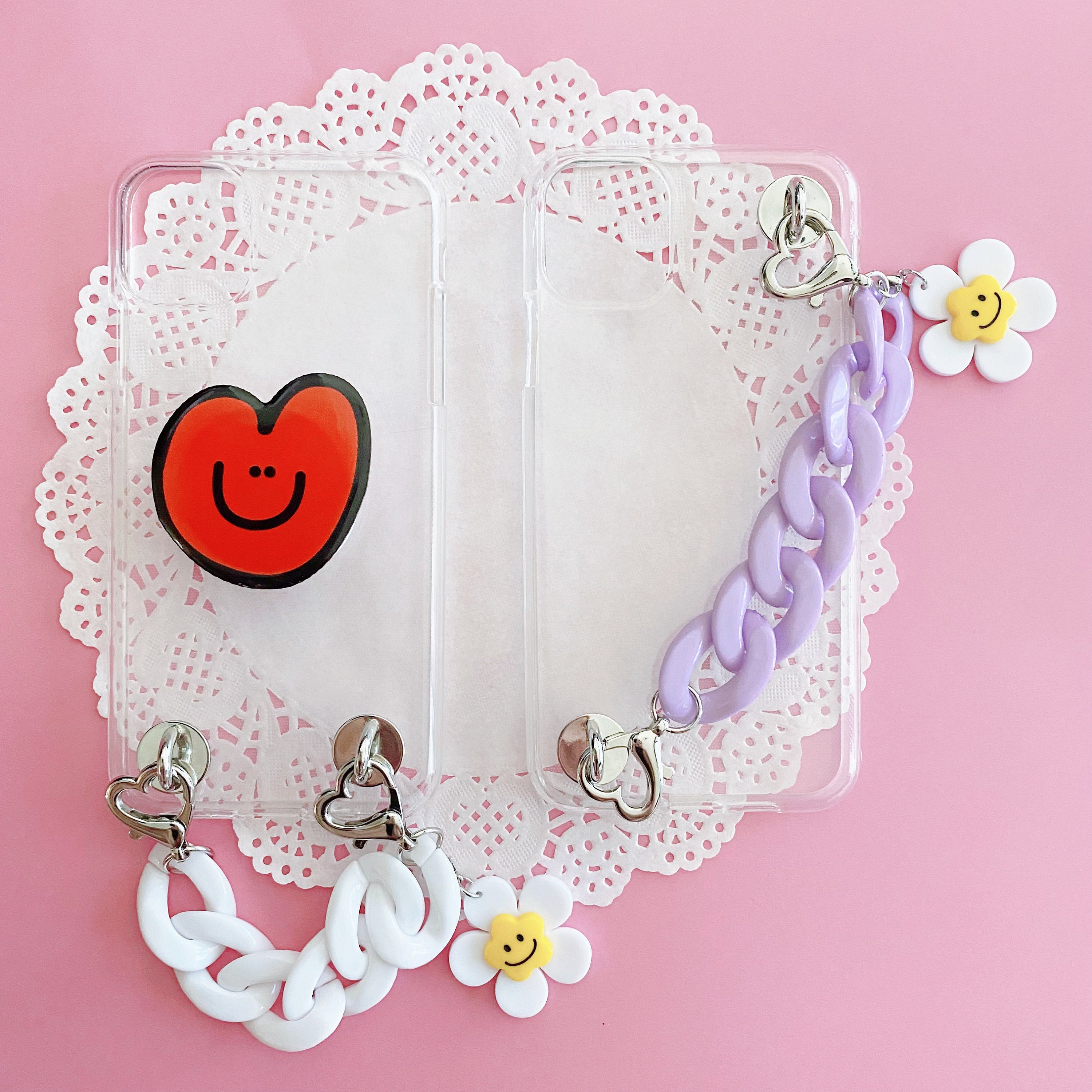 【Fiore】heart key phone strapXheart phone clasp set♥ Amazon.com: Hariendny Heart Loop Phone Lanyard Silicone