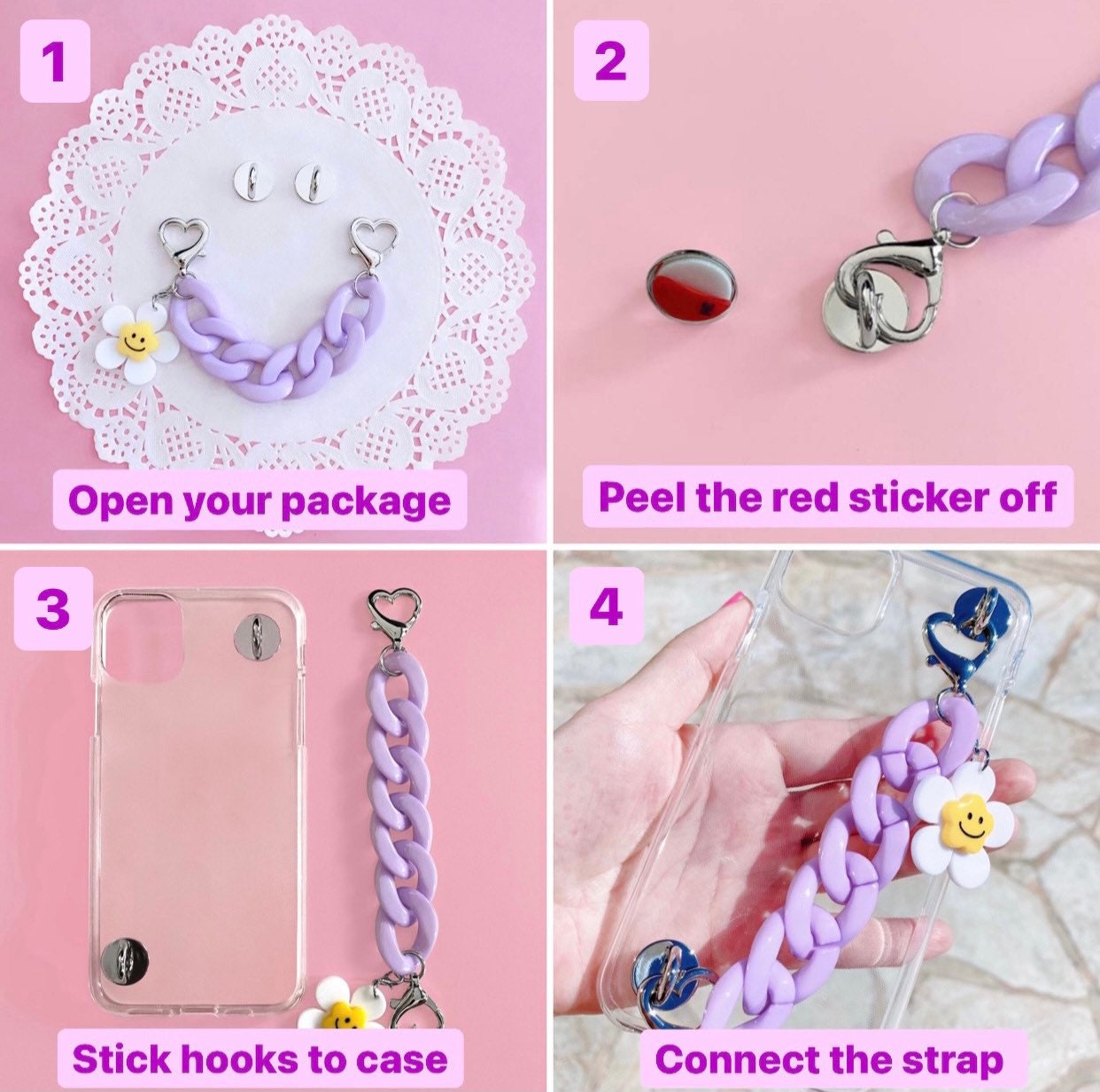 【Fiore】heart key phone strapXheart phone clasp set♥ Amazon.com: Hariendny Heart Loop Phone Lanyard Silicone