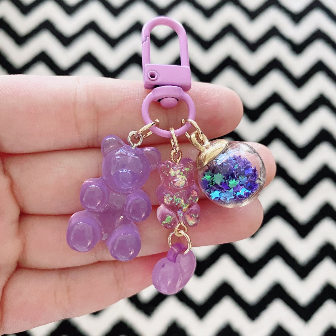 Cute Gummy Bear Keyring, Pink, Purple, Yellow Bear Keychain, Backpacks,  AirPod Case Key Ring, Cute Phone Charm, Keychain Accessories - Etsy