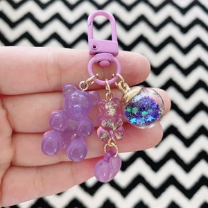 Cute Gummy Bear Keyring, Pink, Purple, Yellow Bear keychain, Backpacks, Airpod Case Key Ring, Cute Phone Charm, Keychain Accessories