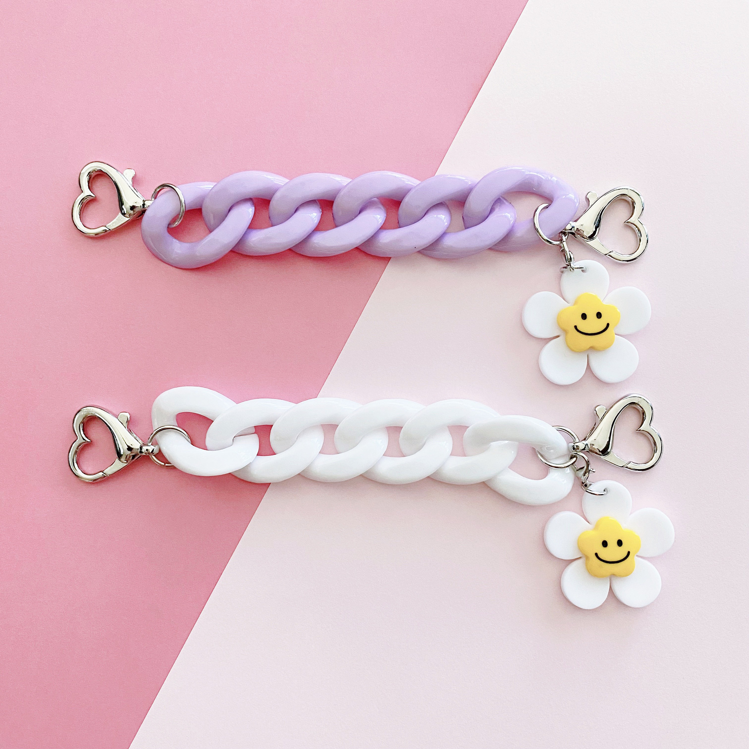 Cute Phone Case Chain, Purple Phone Strap Holder With Smiley