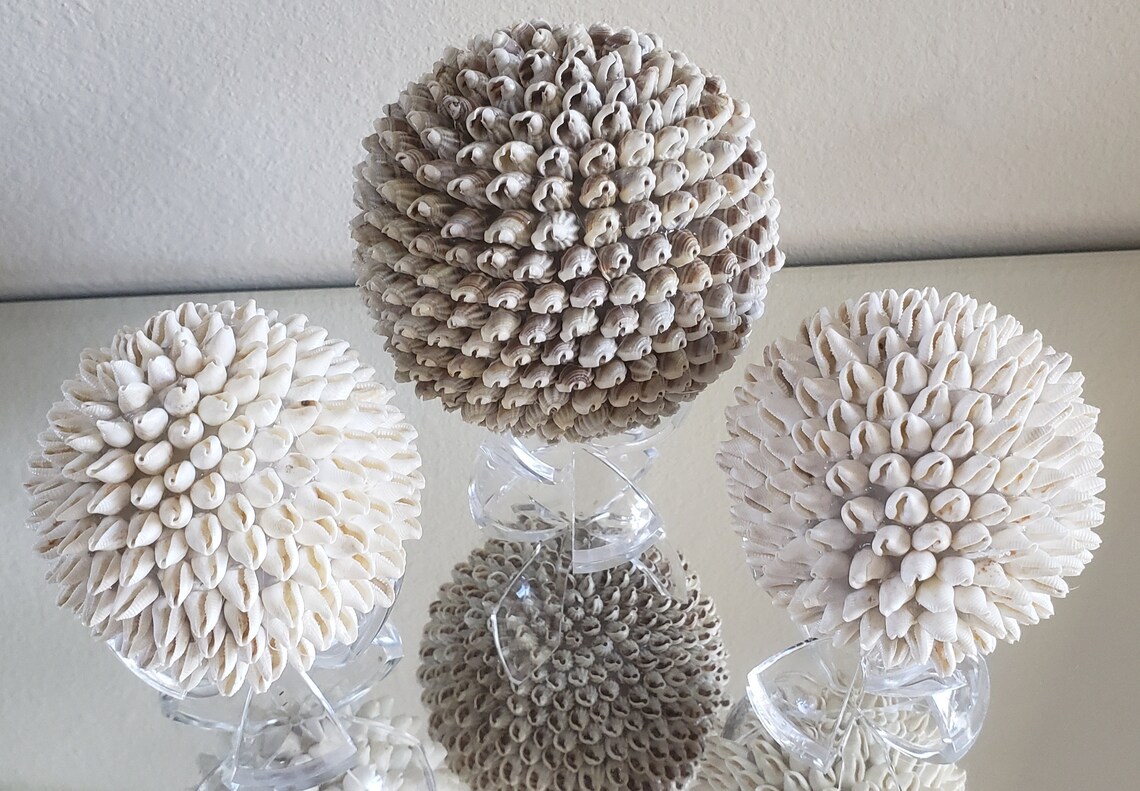 Sea Shell Ball Table Décor Shell Ball Beach Décor Sea Etsy