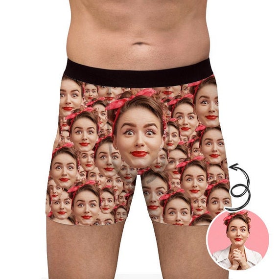 Valentines Day Custom Face Boxer Briefs. Personalized Photo, Face