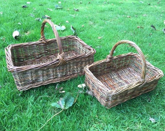 Traditional Rectangular Willow Shopping Basket with handle