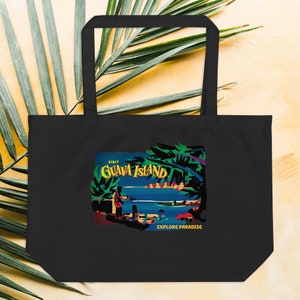 Grand sac fourre-tout bio carte postale Goyave Island - Cadeau inspiré de Childish Gambino