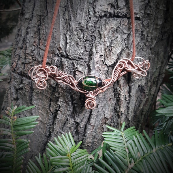 Elven Forest Pendant, Elven Pendant, Freyr Necklace, Elven Necklace, Emerald Sparkle Pendant, Magical Amulet, Reindeer Necklace, Forest Gem